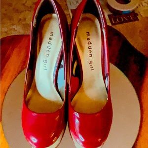 Red Modern Girl Baby Doll Toed Heels